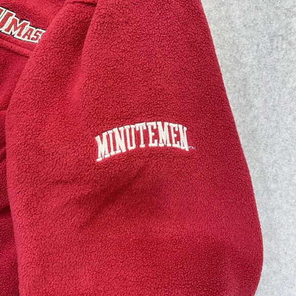 Vintage UMASS Minutemen Pro Player Mens Large L Red Full Zip Fleece Jacket Y2K - Picture 7 of 9